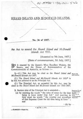 Australian Antarctic Territory Act 1954, Amendment 1957