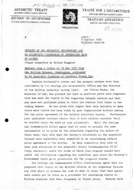 United Kingdom, Extract of letter from British Embassy to Lindblad Travel concerning impact of to...