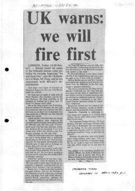 Press articles concerning the Falkland Islands conflict