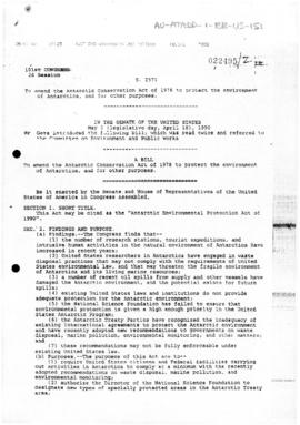 United States Congress, Senate "Antarctic Conservation Act of 1978" Amendment