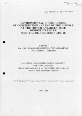 "Environmental consequences of construction and use of the airport at the French Antarctic b...