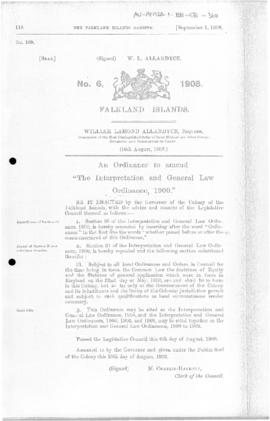 Falkland Islands, Interpretation and General Law Ordinance, no 6 of 1908