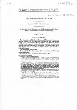 United States Congress, House of Representatives "Antarctic Protection Act of 1990" Rep...