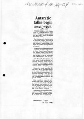 Press articles concerning Antarctic minerals negotiations, Wellington and Bonn, 1983