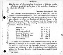 Australian note to the United States concerning the limits of the Australian Antarctic Territory