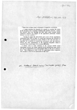 Statement of the Argentine position regarding the South Georgia dispute and the Falkland (Malvina...