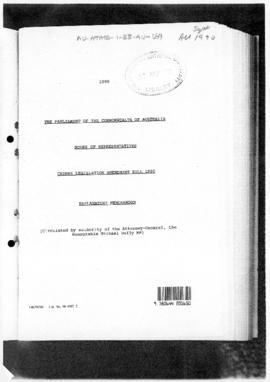 Australia, House of Representatives, Crimes Legislation Amendment Bill 1990, Explanatory Memorandum