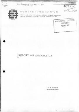 World Resources Institute "Report on Antarctica" Lee Kimball