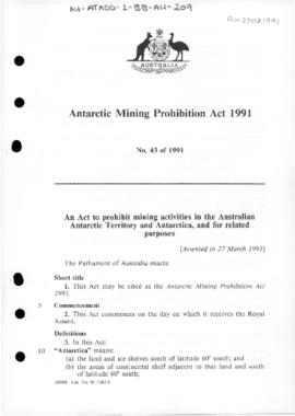 Antarctic Mining Prohibition Act 1991