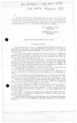 Chilean statements concerning the Beagle Channel dispute
