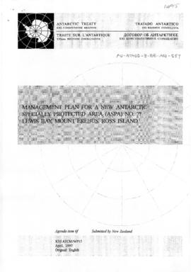 Twenty-first Antarctic Treaty Consultative Meeting (Christchurch) Working paper 15 "Manageme...