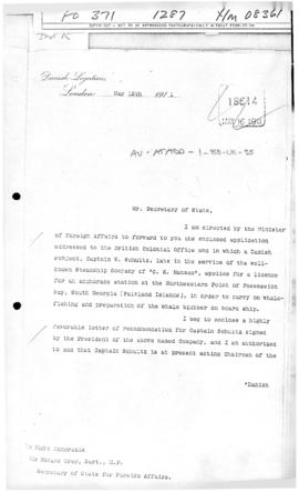 Danish note to the United Kingdom concerning the lease of an anchorage at South Georgia Island to...