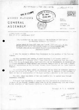 United Nations General Assembly, letter from United Kingdom, concerning negotiations with Argenti...
