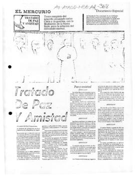 Press article "Tratado de Paz y Amistad" El Mercurio; article in "Chile now";...