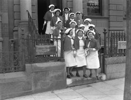 Nurses in front of  the Cadbury Fry Pascall Show Room and Office