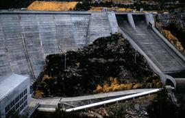 Spillway at Butlers Gorge Power Station, off the Clark Dam wall, below Lake King William, commiss...