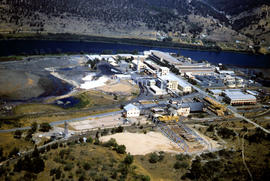 Aerial view of newsprint mill at Boyer