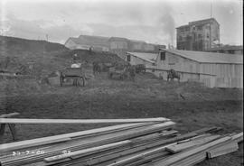 Horse carts and timber at E.Z. Co. Zinc Works