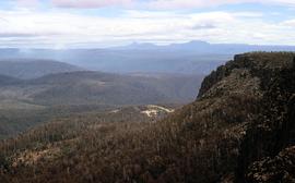 View towards Barn Bluff and Cradle Mountain from Devils Gullet