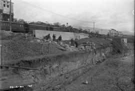 Excavation and construction below railway line at Risdon