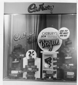 Window display of Cadbury's Vogue chocolates