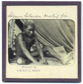 Solomon Islander making fire