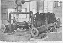 View of the interior of the British Zeehan Mine engine house showing the main components, Zeehan,...