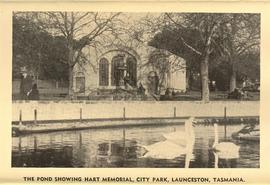 The pond, showing Hart Memorial, City Park, Launceston Tasmania