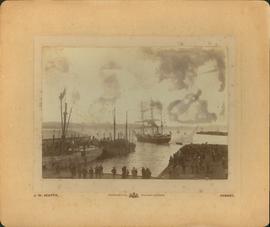 Hobart wharves, steam sail boats