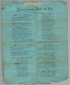 Centenary hymn and song sheet
