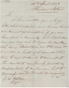 Robert Clark to George Washington Walker 4th April 1846