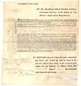 Grant of land at 31 Campbell Street, Hobart to Joshua Fergusson