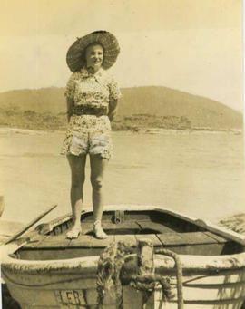 Marjorie Blackwell in a dinghy