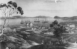 Photograph of a sketch of Old Hobart town