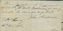 Receipt : December 1832 - January 1833