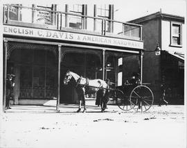 Photograph of carriage outside C Davis store