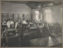 Photograph of class in chemistry laboratory