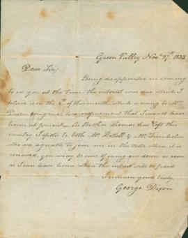 Letter : November 1833