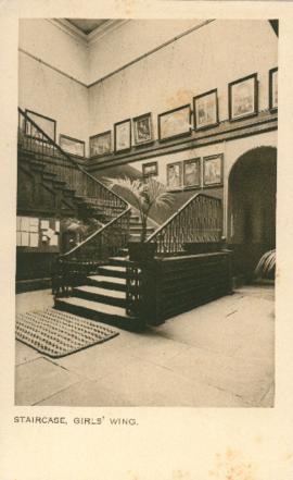 Photograph of the staircase in the girls wing at Ackworth School