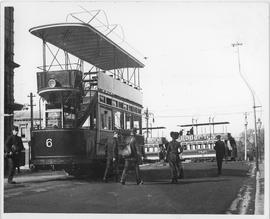Photograph of double decker electric tram
