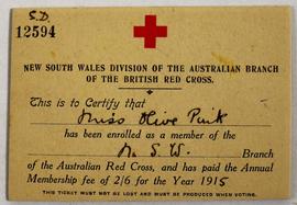 Certificate of Membership for 1915 NSW branch